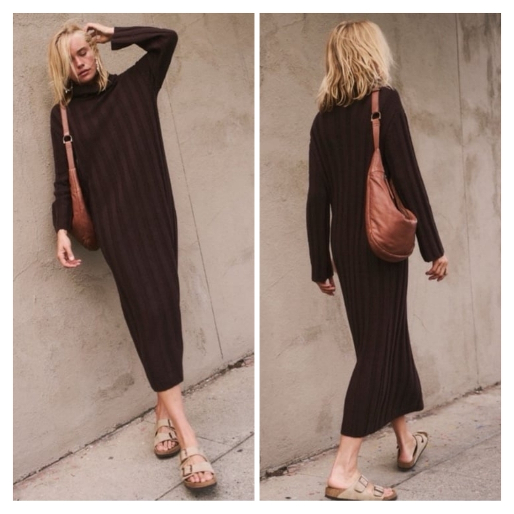 Free People Beach Wanda Brown Sweater Dress Size L